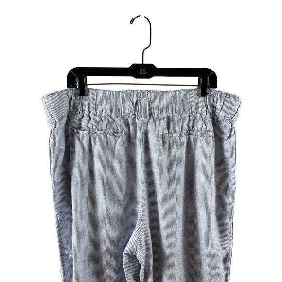 Chico's Pinstriped Linen Straight Leg Classic Pull-On Crops Sz 16/3R Blue Beachy - Picture 5 of 11
